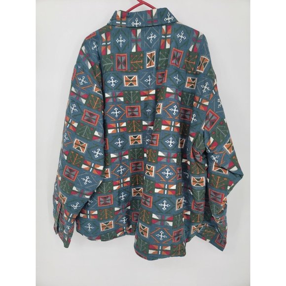 Bravo XL Mens Shirt Jacket Quilted Aztec Print Button Up Long Sleeve Shacket - Picture 4 of 5
